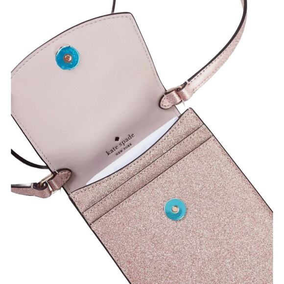 KATE SPADE GLITTER TOTE, UNIVERSAL LAPTOP SLEEVE, & PHONE CROSSBODY IN ROSE GOLD - Picture 9 of 10
